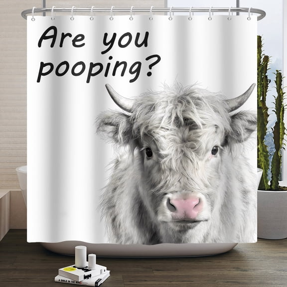 MIZHONA Rustic Farmhouse Cow Shower Curtain Country Waterproof Fabric Bathroom Curtain 72x72 in