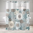 thumbnail image 1 of MIZHONA Rustic Shower Curtain with Snap in Liner,White Dasiy Flower Fabric Bathroom Curtain,71"× 86", 1 of 6