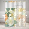 thumbnail image 1 of MIZHONA Teal Green Shower Curtain with Snap in Liner,White Gold No Hook Fabric Bathroom Curtain,71"× 71", 1 of 6