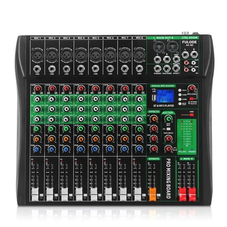 FULODE Audio Mixer 8 Channel Digital Mixer, Professional Bluetooth Sound Board DJ Mixers with 48V Phantom Power, USB Interface Stereo Mixing Console Analog Mixer for Karaoke Podcasting (AX-80)