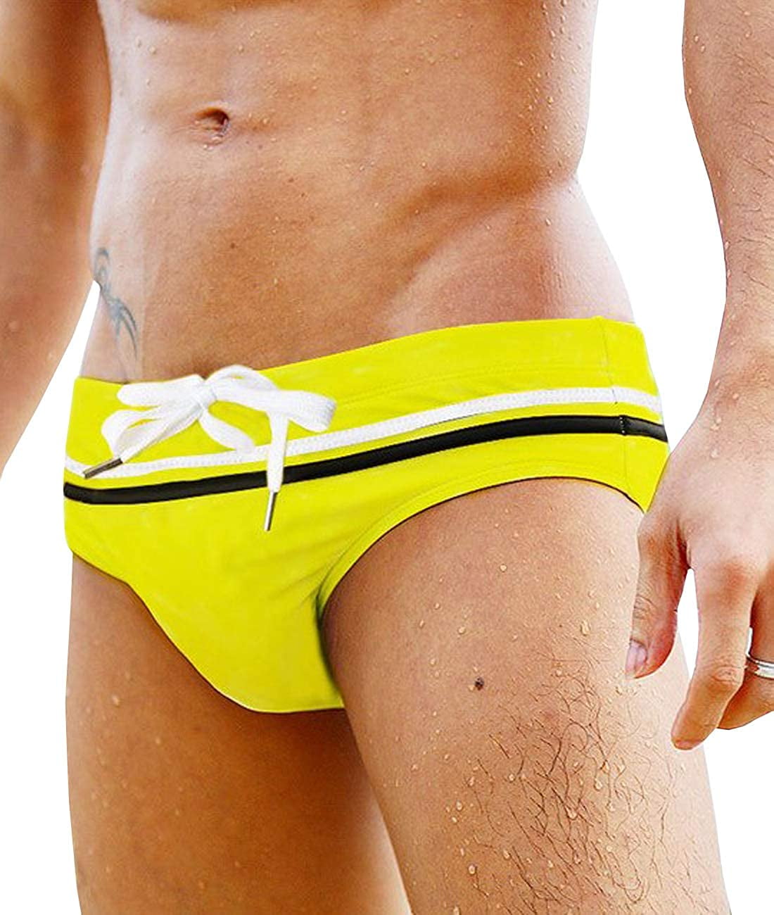 OYOANGLE Men's Striped Colorblock Training Swim Briefs Low Rise Bathing  Suit Brief