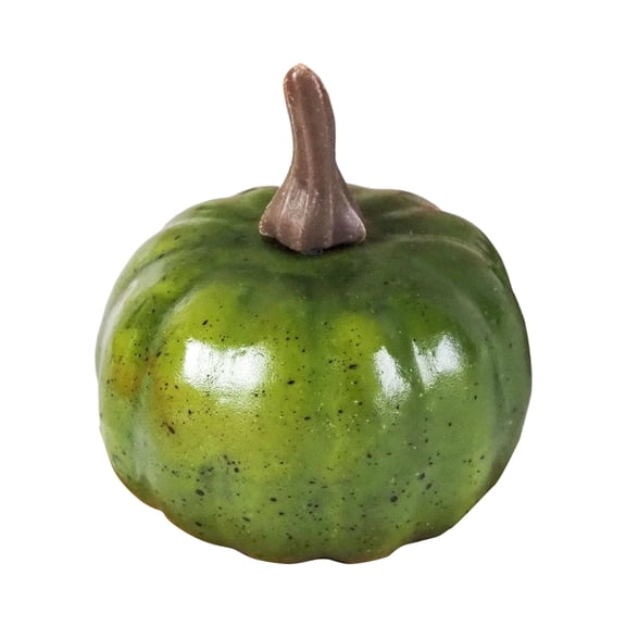 MInHoues 10 Pcs Halloween Foam Pumpkin Decoration, Realistic Artificial Autumn Harvest Tabletop Ornament, Fake Veggies for DIY Craft, Festival Home Party Decor, Green