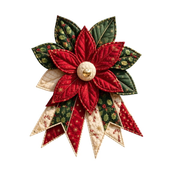 MInHoues 15.75" Christmas Quilted Door Hanging Sewing Kit, DIY Holiday Fabric Craft Project for Adults, Festive Poinsettia Ornament, Winter Home Wall Decor for Entryway