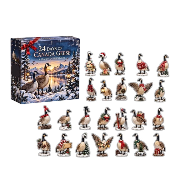 MInHoues 24 Days of Canada Geese Advent Calendar with 24Pcs Goose Acrylic Ornaments, Bird Lover Christmas Decor Gift for Bird Watchers Nature Enthusiasts for Holiday Winter Season