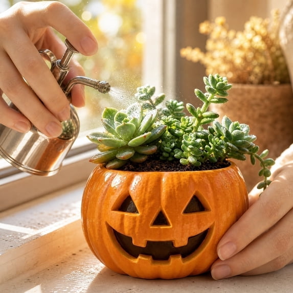 MInHoues 3.54 Inch Halloween Pumpkin Resin Planter Pot, Mini Spooky Succulent Planter for Indoor Plants, Cute Halloween Decorative Pot for Home Desk Windowsill