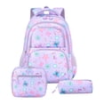 thumbnail image 1 of MInHoues 3 Pcs Girls Printed Backpack Set, Floral and Butterfly Print Waterproof School Bag for Teens, 14 Inch Laptop Daypack with Lunch Bag, Pencil Case for Travel Outdoors, Purple, 1 of 5