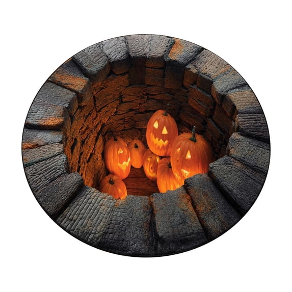 MInHoues 3D Halloween Area Rug 15.75", Optical Illusion Spooky Pumpkin Round Mat, Extra Soft Velvet Floor Rugs for Entryway Living Room, Fall Home Decor