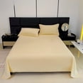 thumbnail image 1 of MInHoues 47x90.55" Yellow Plain Single Bed Sheet, Extra Soft Washed Cotton Flat Sheet, Breathable Skin-Friendly Dormitory Bedding for Twin Size Beds, Wrinkle Resistant Home Decor, 1 of 6