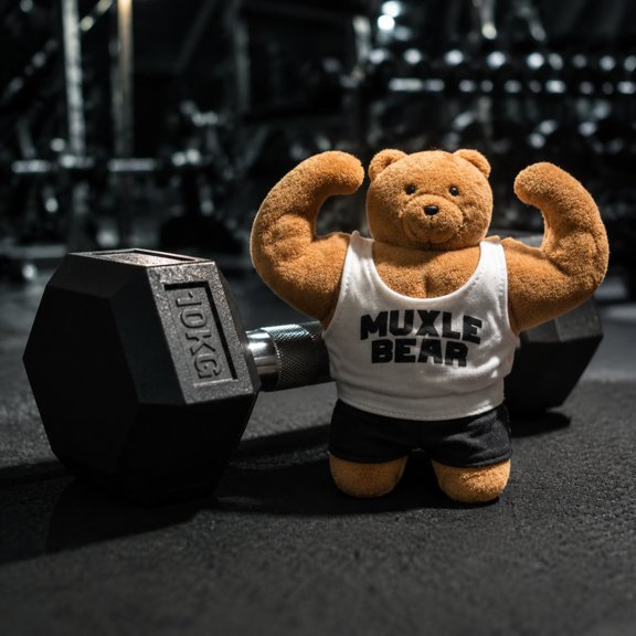 MInHoues 5 Inch Muscle Bear Plush Keychain, Cute Fitness Strong Bear Pendant, Cartoon Plush Bag Charm Hanging Ornament, Creative Backpack Handbag Key Decoration Gift for Friends Sports Lovers