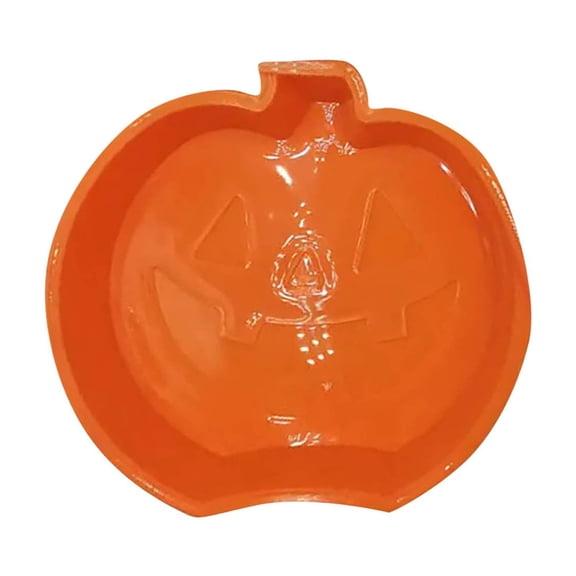 MInHoues 6 Inch Orange Pumpkin Face Ceramic Serving Plate, Glossy Embossed Porcelain Dessert Tray, Fall Halloween Party Tabletop Snack Display Platter