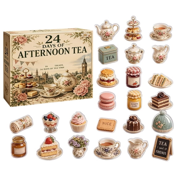 MInHoues Afternoon Tea Advent Calendar 2026, 24Pcs 2D Acrylic Hanging ...