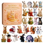 MInHoues Bunny Cozy Dreams 2026 Advent Calendar, 24 Days Holiday Countdown Calendar with 24PCS 2D Acrylic Cute Rabbit Ornaments, Holiday Count Down Surprise Gift for Bunny Lovers