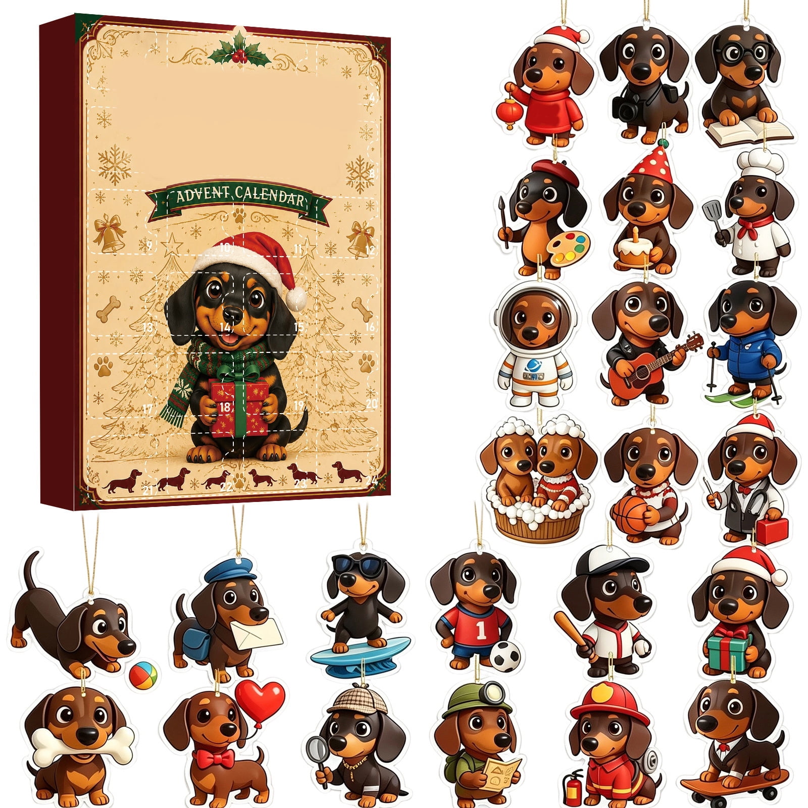 MInHoues Christmas Dachshund Advent Calendar 2026, 24 Days of Christmas ...