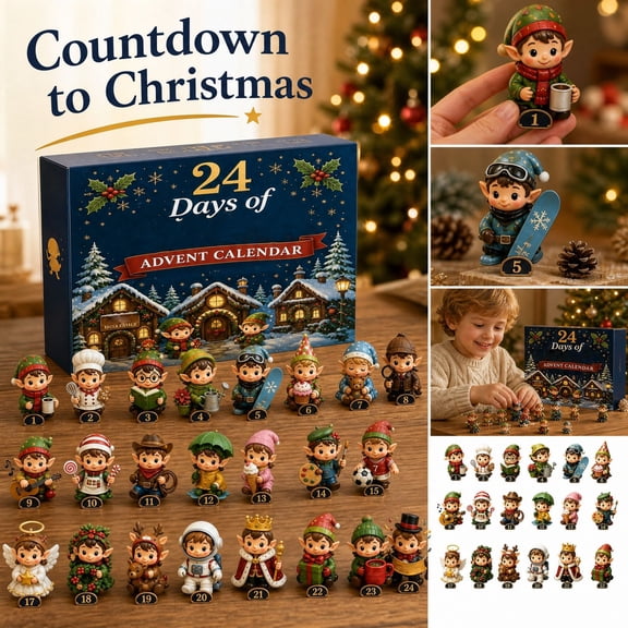 MInHoues Christmas Elf Advent Calendar 2026, 24 Days Countdown Calendar with Cute Elf Figurines, Various Profession Elf Statues, Holiday Decor Gift for Kids Adults