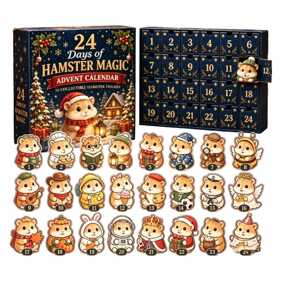 MInHoues Christmas Hamster Magic Advent Calendar 2026, 24 Days of Christmas Countdown Calendar with 24PCS Christmas Hamster 2D Acrylic Hanging Ornaments, Xmas Holiday Surprise Gift for Kids