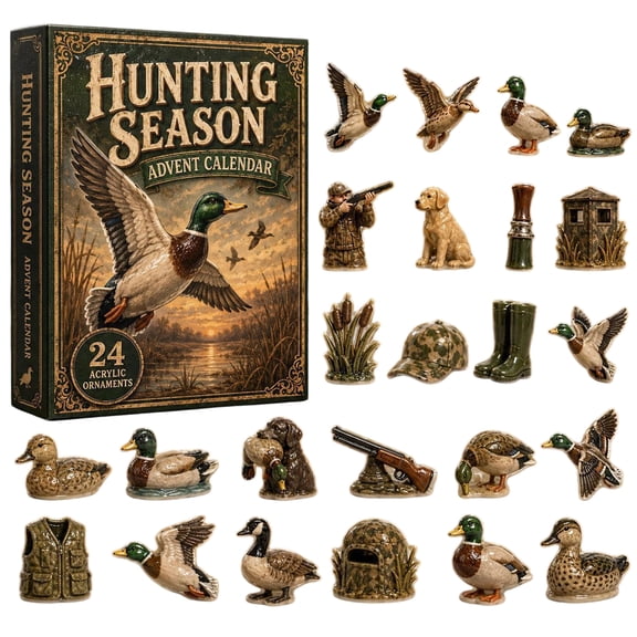 MInHoues Christmas Hunting Season Duck Advent Calendar 2026, 24 Days of Christmas Countdown Calendar with 24PCS Hunting Season Duck 2D Acrylic Hanging Ornaments, Xmas Hunting Gift for Duck Hunters