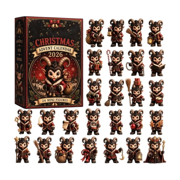 MInHoues Christmas Krampus Advent Calendar 2026, 24 Days of Christmas Countdown Calendar with 24Pcs 2D Acrylic Krampus Hanging Ornaments, Christmas Surprise Gift for Kids Adults Party Favor