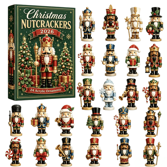 MInHoues Christmas Nutcracker Advent Calendar 2026, 24 Days of Christmas Countdown Calendar with 24Pcs 2D Acrylic Nutcracker Hanging Ornaments, Holiday Surprise Gift for Kids Adults Party Favor