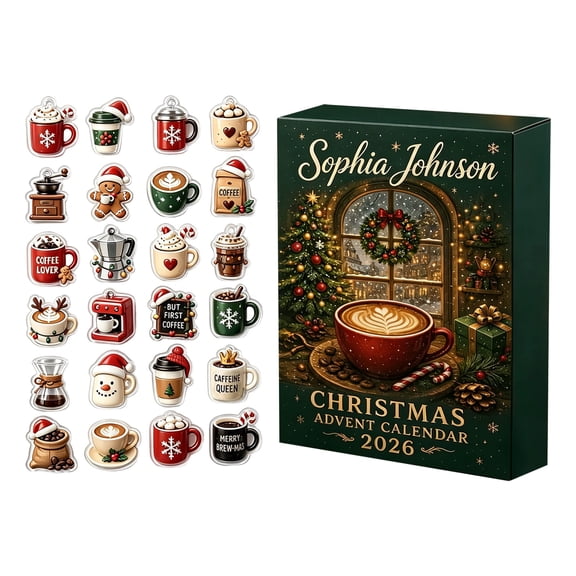 MInHoues Christmas Personalized Advent Calendar 2026, 24 Days of Christmas Countdown Calendar with 24PCS Personalized 2D Acrylic Hanging Ornaments, Xmas Custom Holiday Surprise Gift for Family