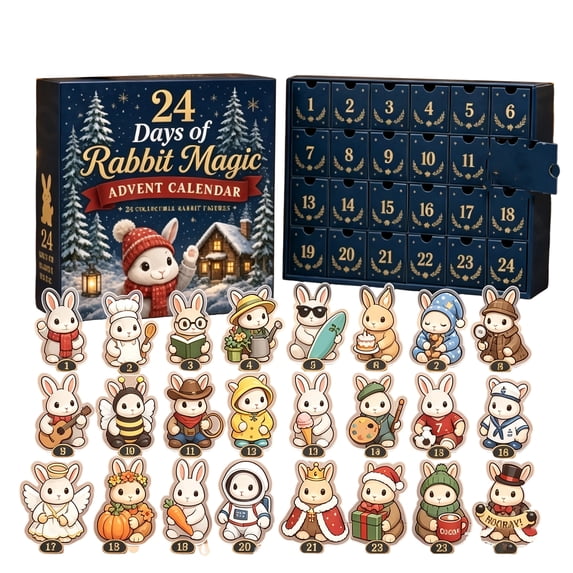 MInHoues Christmas Rabbit Magic Advent Calendar 2026, 24 Days of Christmas Countdown Calendar with 24PCS Christmas Rabbit 2D Acrylic Hanging Ornaments, Xmas Holiday Surprise Gift for Kids