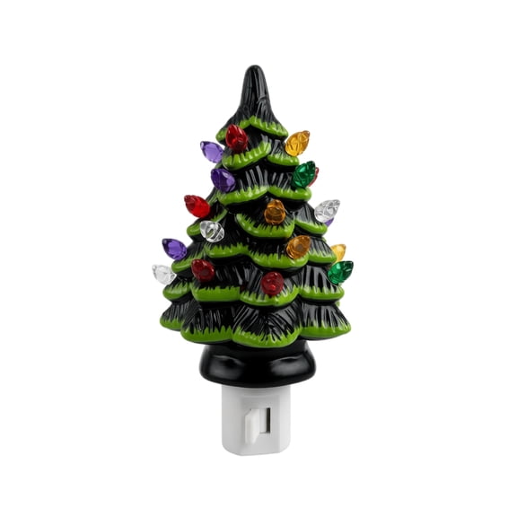 MInHoues Christmas Tree Night Light, 5.51x4.34" Plug in Wall Light, Decorative US Socket Cover, Plastic Holiday Nightlight for Home Wall Decor, Festive Room Lighting