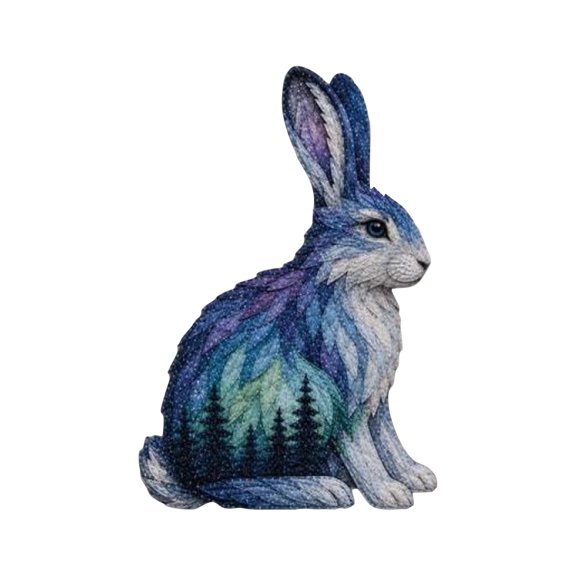 MInHoues DIY Animal Patchwork Quilt Kit, Beginner Sewing Craft Set with Pre-Cut Northern Lights Fabric, Wildlife Rabbit Wall Art Handcraft Supplies Rustic Home Decor Accessories for Adults