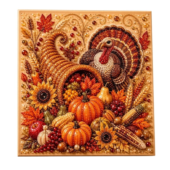 MInHoues Fall Harvest Pumpkin Pearl Art DIY Kit, 3D Desktop Decorative Ornament Set, Autumn Craft Painting for Home Shelf Decor, Festive Thanksgiving Tabletop Display Gift, 7.86"