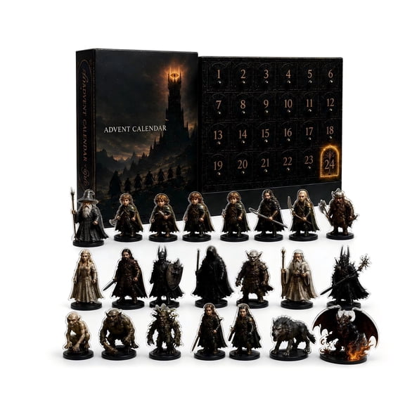 MInHoues Fantasy Adventure Advent Calendar 2026, 24 Days of Christmas Countdown Calendar with 24Pcs 2D Arcylic Medieval Wizard Dwarf Elf Dragon Character Hanging Ornaments