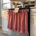 thumbnail image 1 of MInHoues Farmhouse Plaid Oven Skirt Curtain, 23.6x17.7 Inch Ruffled Gingham Decorative Appliance Cover, Handmade Kitchen Curtain for Oven, Dishwasher & Washing Machine, Hides Clutter(Pink), 1 of 7