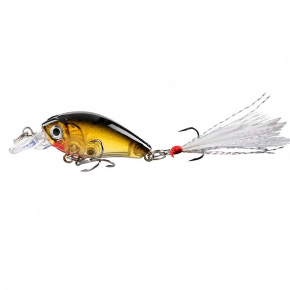 MInHoues Floating Crankbait Fishing Lure, 1.85" Small Hard Plastic Minnow Artificial Bait with Rattle and Feather Treble Hook, Realistic Swimbait for Bass Freshwater Tackle