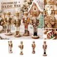 thumbnail image 1 of MInHoues Gingerbread Nutcracker Figurines Set of 4, Christmas Wooden Nutcracker Soldier Ornaments with Cookie Icing Design, Holiday Decor for Tabletop Mantel Shelf, Xmas Decoration Gift, 1 of 6
