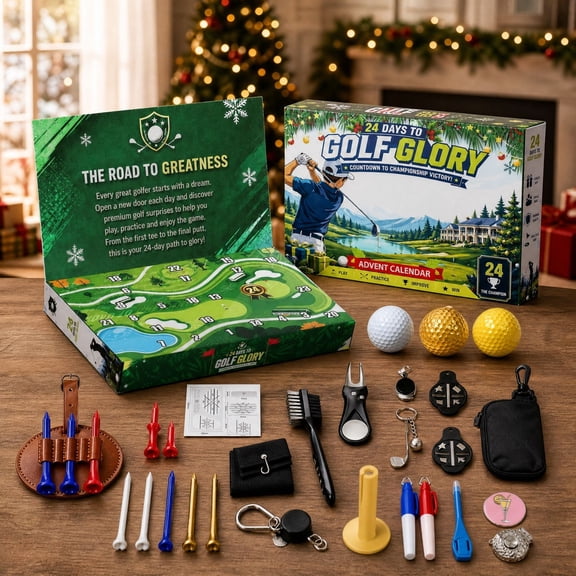 MInHoues Golf Christmas Advent Calendar with 24 Pcs Golf Accessories, 24 Days Countdown to Golf Glory Course Green Box for Men Dad, 1 Count
