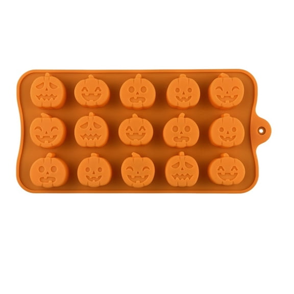 MInHoues Halloween Pumpkin Silicone Candy Molds, Fun Ghost Expression Chocolate Baking Trays, Non-Stick Heat-Resistant Ice Cube Trays for Autumn Holiday Party Kitchen DIY Desserts