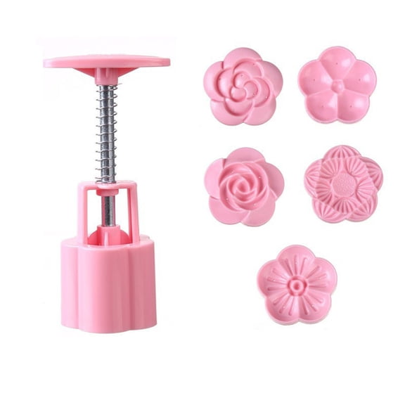 MInHoues Hand Press Cookie Stamp Mold Set, Flower Embossing Molds for Mooncake Fondant Cookie Baking Pastry Decorating Tool, for Kitchen Fondant Tool and Christmas Cookie Cutters