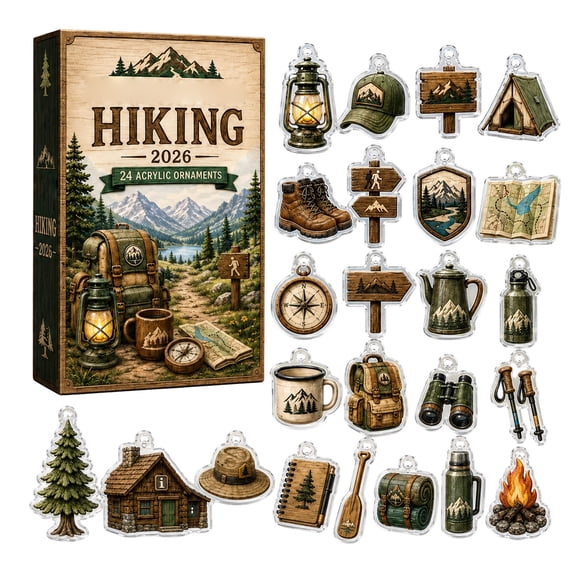 MInHoues Hiking National Park Advent Calendar 2026, 24 Days of Christmas Countdown Calendar with 24Pcs Hiking National Park 2D Acrylic Hanging Ornaments, Xmas Gift for Hiking Lovers Kids Adults