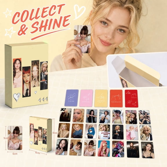 MInHoues Holographic Laser Lomo Cards Box Set with 55 Pcs Idol Girl Group Photo Cards for Fans, 55 Count