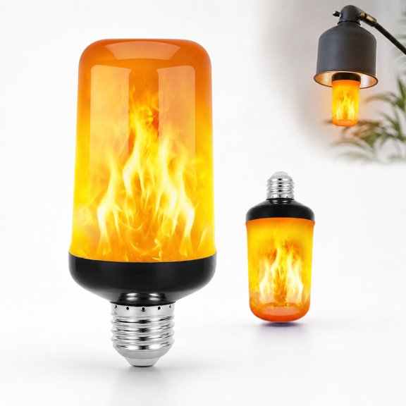 MInHoues LED Simulated Flame Lamp, Black Base Gravity Sensing Night Light, Dynamic Fire Effect Tabletop Lantern, Indoor Outdoor Ambient Lighting Decoration