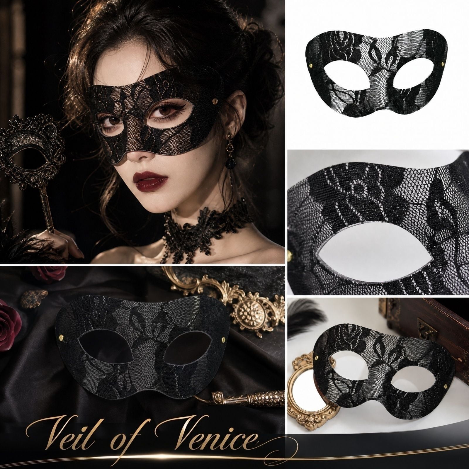 masquerade masks dress MInHoues Lace Mask, Venetian Transparent Half Face Eye Mask for Women, Halloween Party Prom Decor, Cosplay and Costumes Up Props, Black brides Not because you ask Christmas Party Dresses Fun Outfit ideas Size Options:Standard Size