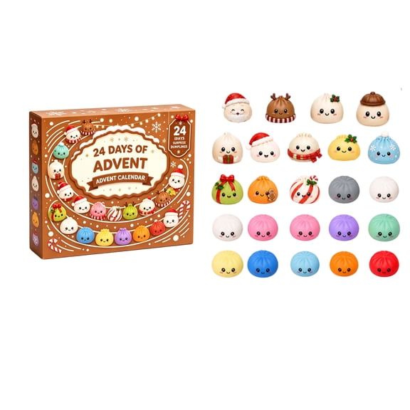 MInHoues Mystery Christmas Dumpling Squishy Advent Calendar 2026, Christmas Countdown Calendar with 24Pcs Mystery Dumpling Squishies Fidget Toys, Xmas Stocking Stuffers Surprise Gifts for Kids Adults