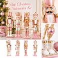 thumbnail image 1 of MInHoues Pink Nutcracker Figurines Set of 4, Christmas Wooden Nutcracker Soldier Ornaments with Gold Accents, Festive Pink Gold Holiday Decor for Tabletop Mantel Shelf, Xmas Decoration Gifts, 1 of 6