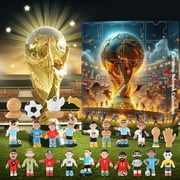 MInHoues Soccer Player Advent Calendar 24 Pcs Resin Football Figurine Blind Box Set, Football Star Mini Statue Collectible Ornament, Surprise Count down Gift for Football Fans