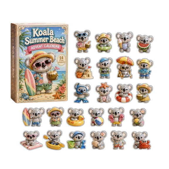 MInHoues Summer Beach Koala Advent Calendar 2026, 24 Days of Christmas Countdown Calendar with 24 PCS 2D Acrylic Koala Hanging Ornaments, Great Christmas Gift for Summer Beach Koala Lovers