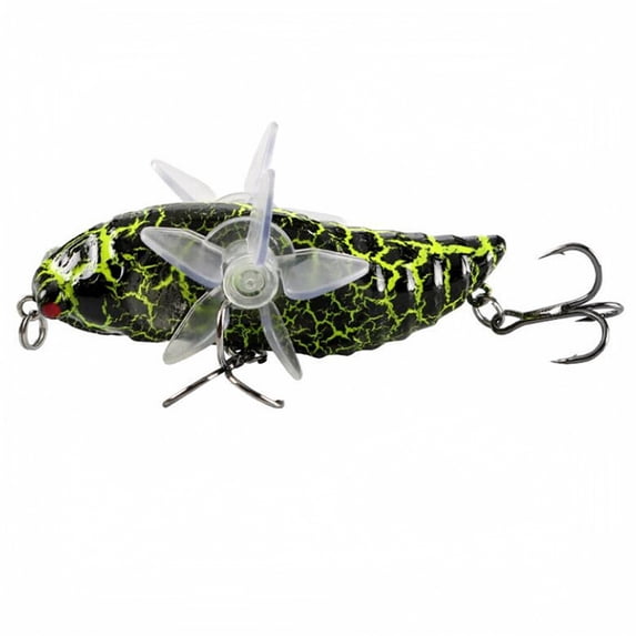 MInHoues Topwater Rotating Cicada Fishing Lure, 2.95" Hard Plastic Artificial Bait with Rotating Wings and Treble Hooks, Lifelike Surface Swimbait for Bass and Trout, Freshwater Saltwater Gear