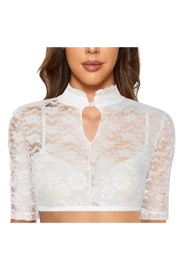 Elegant Underwire Lace Lingerie Women Dirndl Blouse for Stylish Oktoberfest Dress Alternative Versatile Black Lace Top for Celebration Events