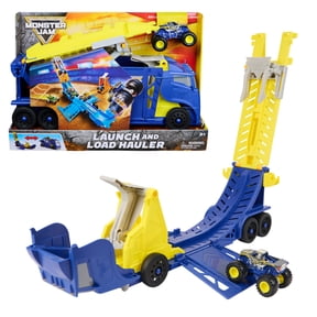 Monster Jam Launch & Load Launcher 2-in-1 Hauler Playset for Kids 3 and up