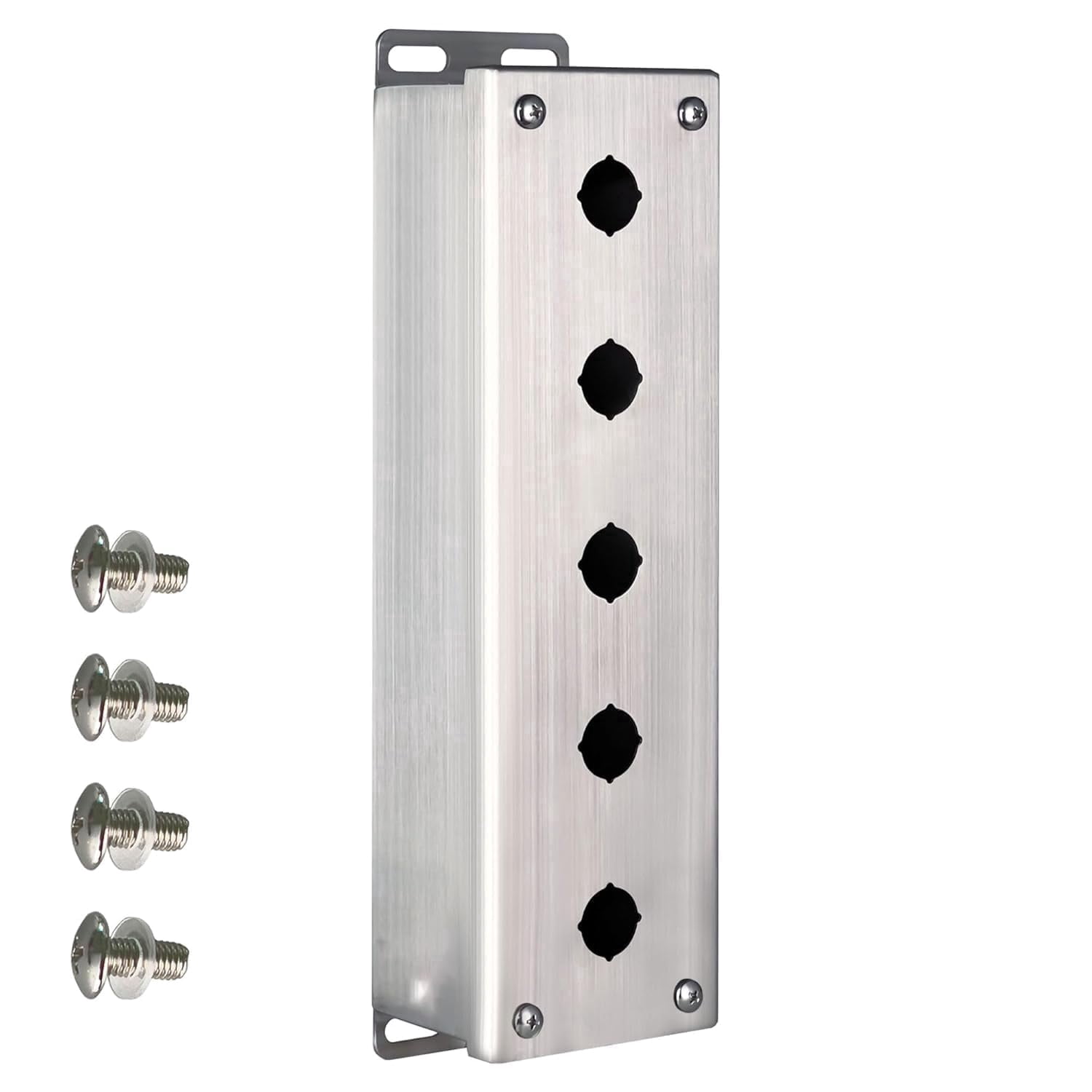 MJ-Box 12x4x3 304 Stainless Steel Push Button Box - 5 Hole, IP66 Dustproof Waterproof, Indoor Outdoor Electrical Enclosure with Mounting Plate
