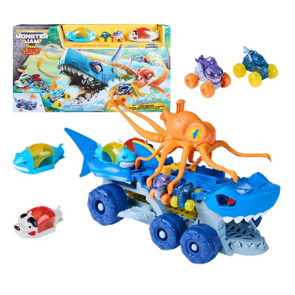 Monster Jam Mini Jams Megalodon Squid Takedown Playset for Kids Ages 3+