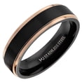 thumbnail image 1 of MJ Metals Jewelry Bushed Stainless Steel 6mm Black Plated Drop Down Edges Rose Gold Wedding Band Ring Size 9.5, 1 of 6
