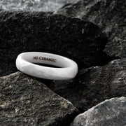 MJ Metals Jewelry Ceramic 4mm White Wedding Band with a Faceted Design Ring Size 7