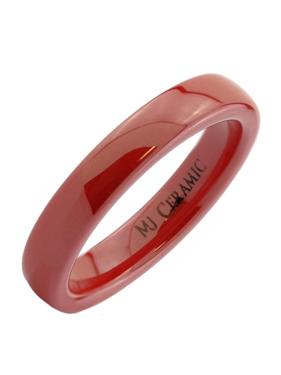 Classic Red Ceramic 4mm Wedding Band High Polish COMFORT FIT Ring Size 6.5